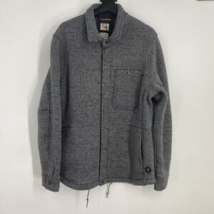 Relwen Tweed Snap CPO Men’s XL Charcoal Heringbone Pockets Outdoor Casual $248